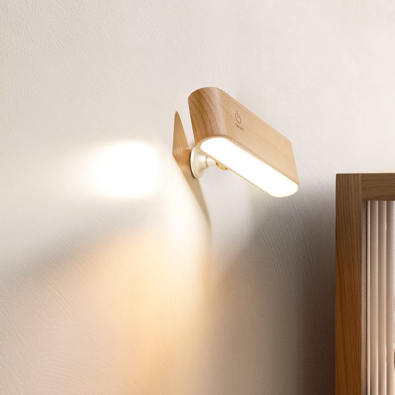 Massief houten bureaulamp met magnetische oplading