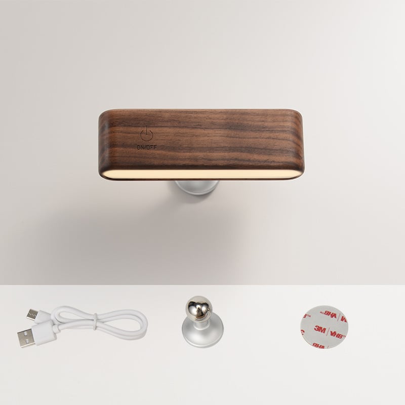 Massief houten bureaulamp met magnetische oplading