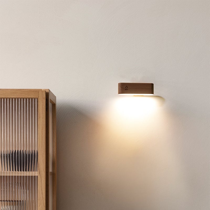 Massief houten bureaulamp met magnetische oplading